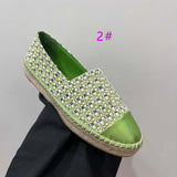 leather+weave patchwork boat shoes flats comfort women 2024 high quality 35-40