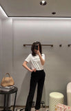 ROUND-neck  knitted T-SHIRT tops women 2024 high quality