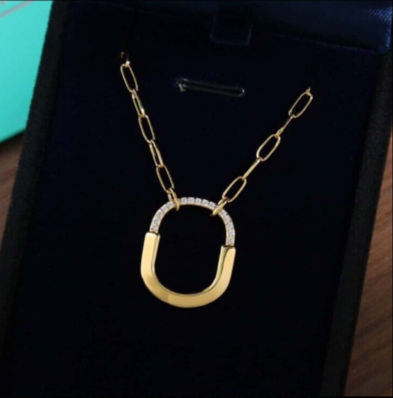 gold hot drill annular necklace  women 2024