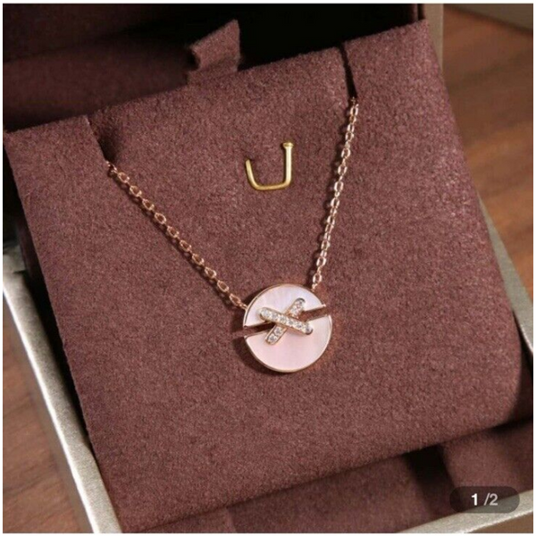 pink gold necklace  ladies women 2024