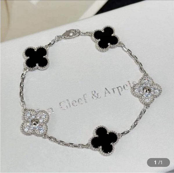 black silve 5 flowers Bracelet fashion women 2024