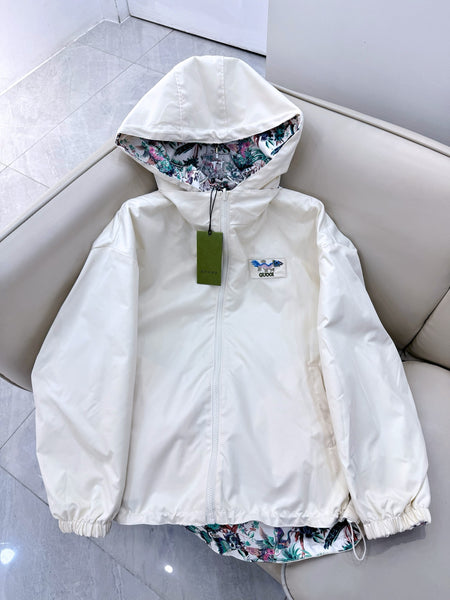 Dio* hooded Double sided coat oversize sun-proof jacket fashion women2024 white khaki