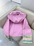 Dio* hooded Embroidered cuffs coat oversize fashion jacket women 2024 pink white SML