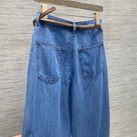 V denim straight jeans wide pants fashion casual women classic 2024 high quality