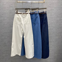 V denim straight jeans wide pants fashion casual women classic 2024 high quality