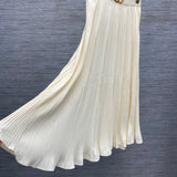 Dio* elastic waist pleated long skirt grace women 2024 black beige high quality SML