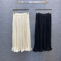 Dio* elastic waist pleated long skirt grace women 2024 black beige high quality SML