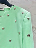 𝗦𝗔𝗜𝗡𝗧 𝗟𝗔𝗨𝗥𝗘𝗡*  love rivet wool coat short warm fashion women 2024 green pink SML high quality