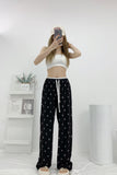 𝐴𝑙𝑒𝑥𝑎𝑛𝑑𝑒* 𝑊𝑎𝑛𝑔 hot drill wide pants Elastic waist drawstring fashion trousers 2024 black SML