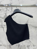 Blamai* Single shoulder asymmetrical camisole vest silm knitted women fashion 2024 SML