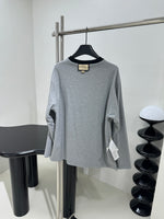 Gucc*  black gray Double sided T-shirt long sleeve oversize women men fashion 2024 SML