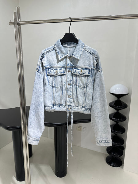 𝐴𝑙𝑒𝑥𝑎𝑛𝑑𝑒* 𝑊𝑎𝑛𝑔 ligh blue denim jacket loose short coat fashion women 2024 high quality SML new