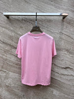 Moncle* hot drill short sleeve t-shirt loose tops women white pink 2024 SML