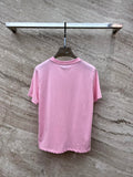 Moncle* hot drill short sleeve t-shirt loose tops women white pink 2024 SML