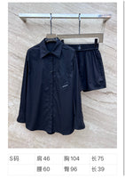 Alexand*r wang  black loose shirt blouse +shorts sets 2024