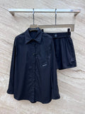 Alexand*r wang  black loose shirt blouse +shorts sets 2024