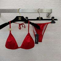 DG Sensory lingerie set! Tied up neck bra+sexy thong bikini split swimsuit Women 2024