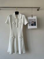 Self Portrai* The pearl buttons knitted a-line dress women 2024