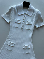 Self Portrai* The pearl buttons knitted a-line dress women 2024