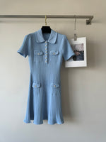 Self Portrai* The pearl buttons knitted a-line dress women 2024