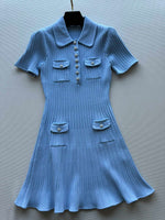 Self Portrai* The pearl buttons knitted a-line dress women 2024