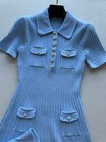 Self Portrai* The pearl buttons knitted a-line dress women 2024